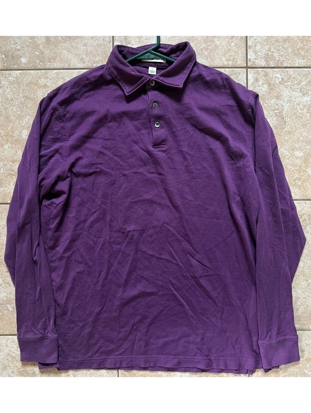 Large - Men - Peter Millar Purple Long Sleeve Polo Shirt